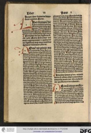 Incipit liber sextus de benedicto nomine Marie.