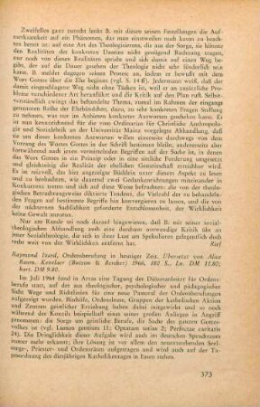 373-376 [Rezension] Izard, Raymond, Ordensberufung in heutiger Zeit