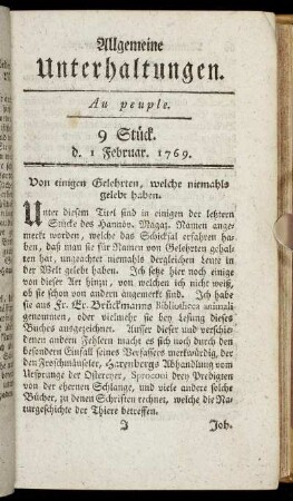 9 Stück. d. 1. Februar 1769.
