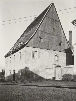 Wohnhaus : Freiberg (Sachsen), Wohnhaus mit verbrettertem Giebel am nördlichen Ende der Pfarrgasse