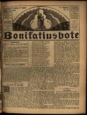 Erste Ausgabe vom Sonntag, den 10. August 1924.