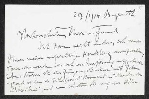 Brief von Houston Stewart Chamberlain an Gerhart Hauptmann