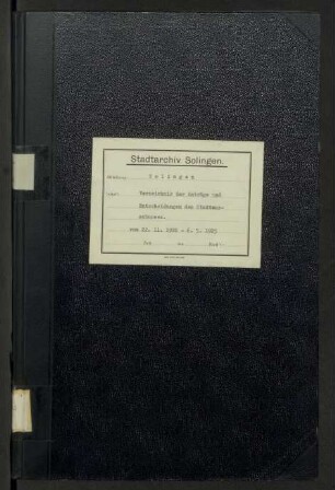 Solingen: Stadtausschuss 1920-1925