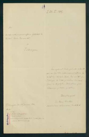 Gesuch d. Zulassung zum Colloquium