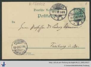 Postkarte vom 10.01.1898.