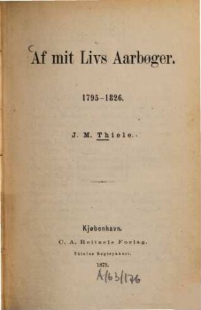Af mit Livs Aarbøger : 1795 - 1826