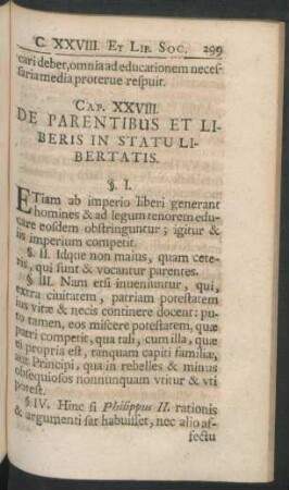 Cap. XXVIII. [XXIX.] De Parentibus Et Liberis In Statu Libertatis