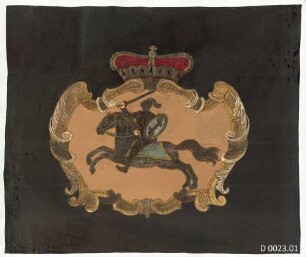Fahnenblatt / Kronfahne für das Großfürstentum Litauen mit Fahnenstange