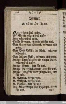 Litaney zu allen Heiligen.