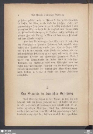 I. Das Glycerin in chemischer Beziehung