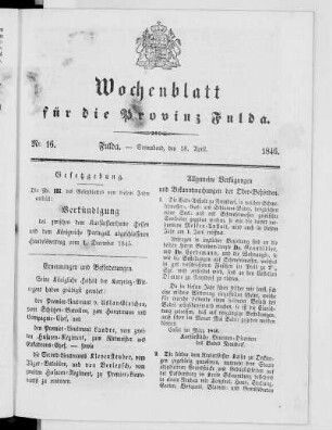 Nr. 16, Ausgabe vom 18. April 1846
