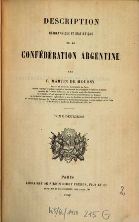 Description géographique et statistique de la confédération Argentine, 2