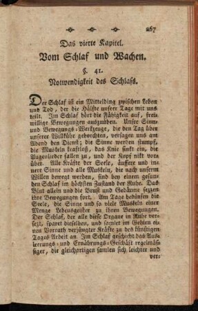 Das vierte Kapitel. Vom Schlaf und Wachen.