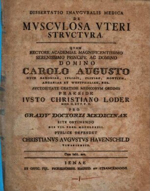 Diss. inaug. med. de musculosa uteri structura : cum tabulis aeneis