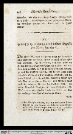 XX. Historische Entwickelung des biblischen Begriffs des Worts Prophet