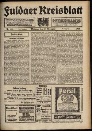 Zweite Ausgabe vom Mittwoch, den 29. November 1911.