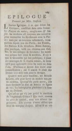 Epilogue Prononcé par Mlle. Oldfield