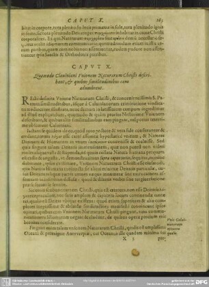 Caput X. Quomodo Calviniani Unionem Naturarum Christi describant, & quibus similitudinibus eam adumbrent