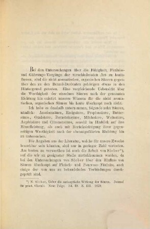 Über den Einfluss nicht aromatischer, organischer Säuren auf Fäulniss und Gährung : Inaugural-Dissertation