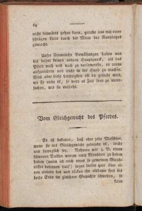 Vom Gleichgewicht des Pferdes.