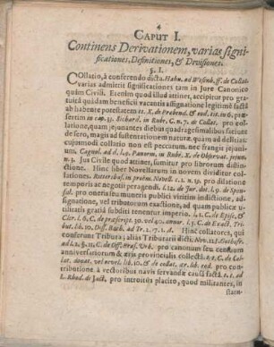 Caput I. Continens Derivationem, varias significationes, Definitiones, & Divisiones.