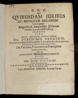 De Quibusdam Iuribus Ac Privilegiis Mulierum