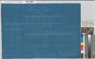 Handorf (Münster) Erweiterung des Pensionats der Schwestern der göttlichen Vorsehung (Vorsehungskloster) Ansicht 1904 1 : 50 47,5 x 67,5 Blaupause Franz Wucherpfennig, Architekt Nachlaß Wucherpfennig