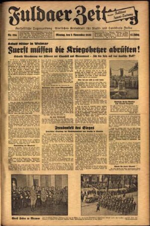 Ausgabe vom Montag, den 07. November 1938.