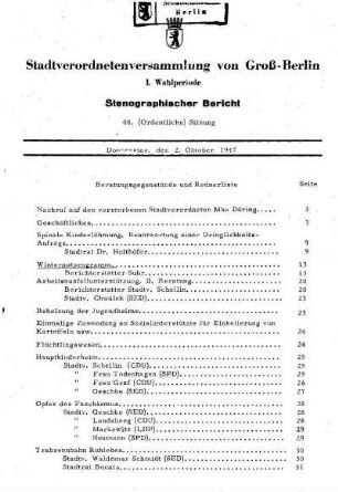 Nr. 44, 2. Oktober 1947, Ordentliche Sitzung