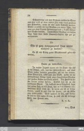 100. Haare zu vertreiben.