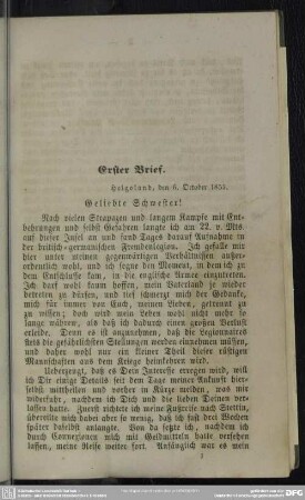 Erster Brief : Helgoland, den 6. October 1855