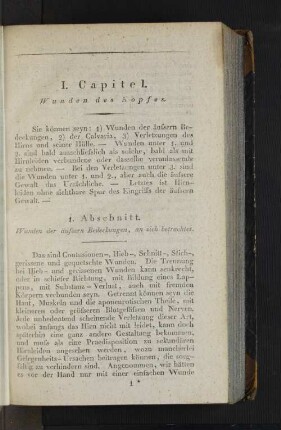 I. Capitel. Wunden des Kopfes.