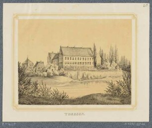 Das Rittergut in Trebsen an der Mulde, östlich von Leipzig, aus dem Album der Rittergüter und Schlösser im Königreiche Sachsen, 1. Band