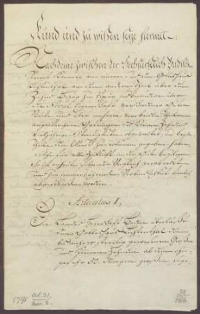 Vertrag zwischen der badischen Landesherrschaft und dem Kloster Lichtenthal zur Schlichtung vieljähriger Streitigkeiten über den Zehntbezug zu Riepur [Rüppurr]