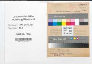 Entnazifizierung Fritz Dalbke , geb. 26.06.1900 (Angestellter)