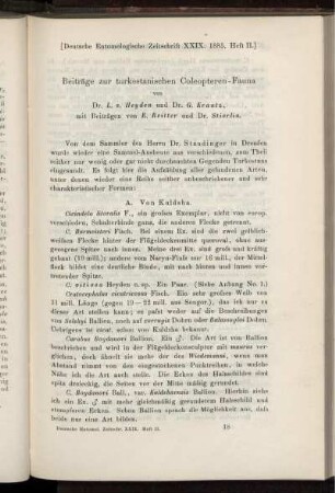 Beiträge zur turkestanischen Coleopteren-Fauna