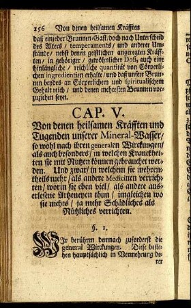 Cap. V. Von denen heilsamen Kräfften und Tugenden unserer Mineral-Wasser ...