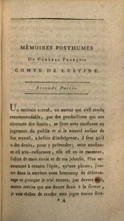 Mémoires Posthumes du Général François Comte De Custine, 2