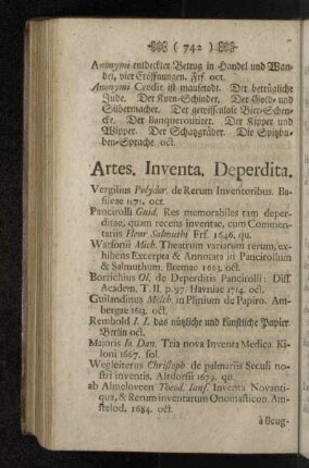 Artes. Inventa. Deperdita.