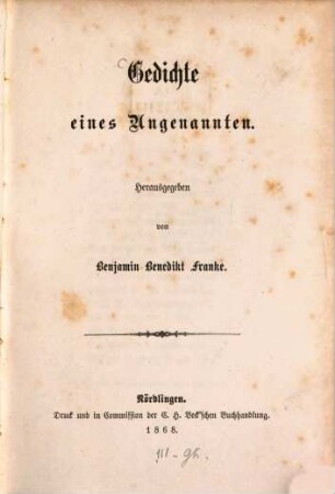 Gedichte eines Ungenannten