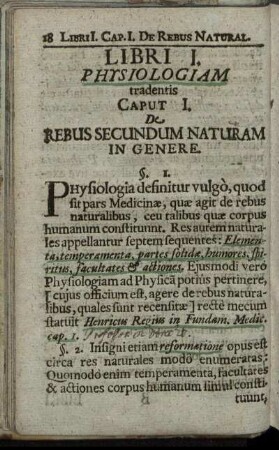 Caput I. De Rebus Secundum Naturam In Genere