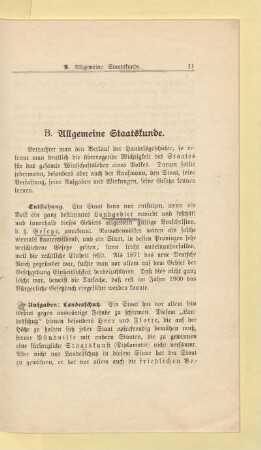 B. Allgemeine Staatskunde
