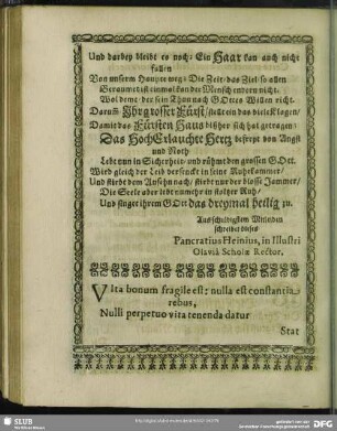 Vita bonum fragile est: nulla est constantia rebus ...