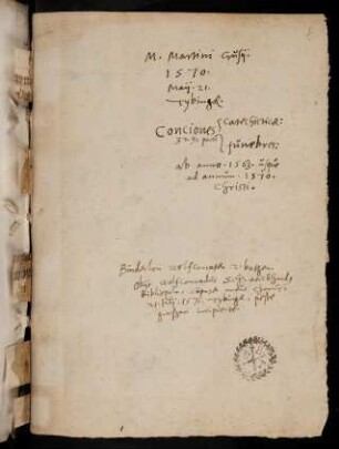 Ir, M. Martini Crusij. 1570. Maij 21. Tybingae. Conciones 329, Catechisticae...