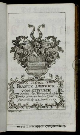 Herr Frantz Dietrich von Ditfurth[...]