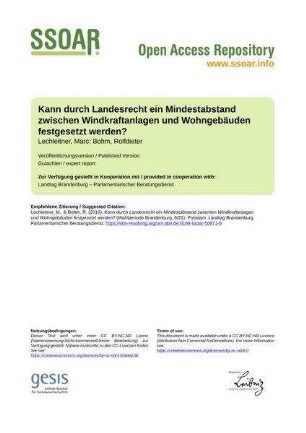 Kann durch Landesrecht ein Mindestabstand zwischen Windkraftanlagen und Wohngebäuden festgesetzt werden?