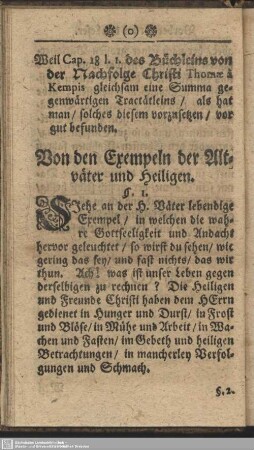Von den Exempeln der Altväter und Heiligen