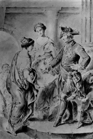 Allegorische Darstellung: Friedrich der Große gibt Anweisungen für einen Kanalbau? bei Bromberg