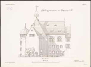 Schillergymnasium, Münster: Aufriss Westansicht 1:100