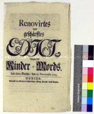 Edikt von Friedrich Wilhelm I. König in Preußen über den Kindsmord